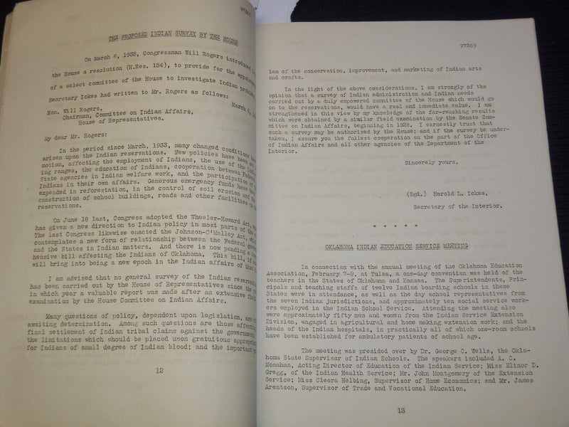 1935 INDIANS AT WORK A NEWS SHEET FOR THE INDIAN SERVICE BOOK - J 9278