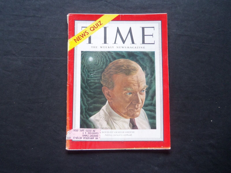 1951 OCTOBER 29 TIME MAGAZINE - NOVELIST GRAHAM GREENE - T 1302