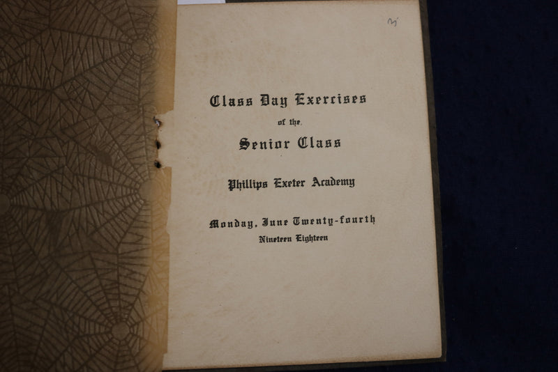 1918 PHILIPS EXETER ACADEMY CLASS DAY EXERCISES SOFTCOVER BOOK - K 1349