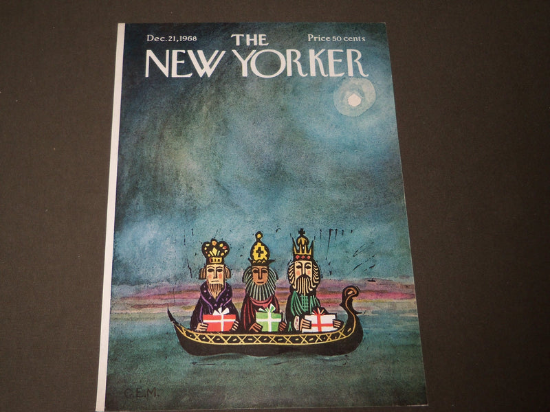 1968 DECEMBER 21 NEW YORKER MAGAZINE FRONT COVER ONLY - GREAT ART FOR FRAMING