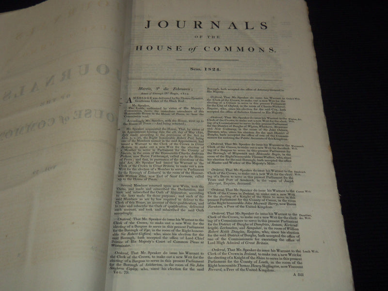 1824-1825 JOURNALS OF THE HOUSE OF LORDS VOLUME NO. 79 - #190