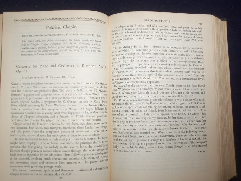 1946 THE CONCERT COMPANION HARDCOVER BOOK BY R. BAGAR & L. BIANCOLLI - KD 9161