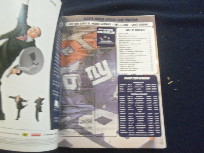 2000 SEP 3 NFL INSIDER MAGAZINE - NY GIANTS VS. ARIZONA CARDINALS - ST 2968C