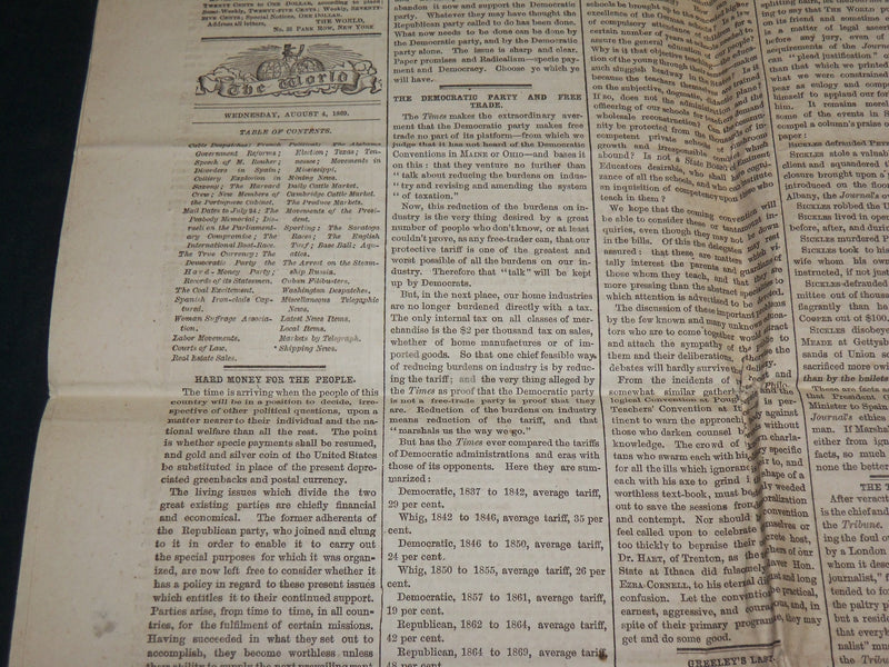 1869 AUGUST 4 THE NEW YORK WORLD NEWSPAPER - BASEBALL COVERAGE - NP 5233