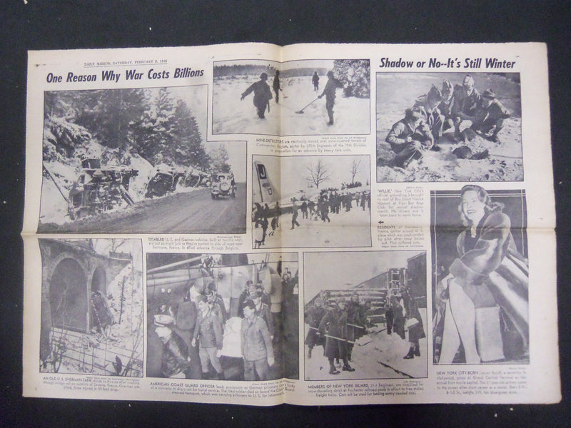 1945 FEB 3 NEW YORK DAILY MIRROR-REDS STORM FRANKFURT; 33 MI. TO BERLIN- NP 2223