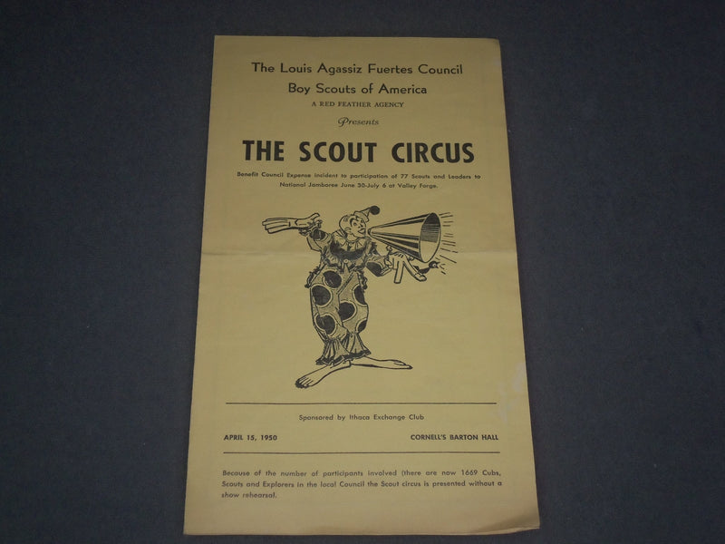 1950 APRIL 15 THE SCOUT CIRCUS PROGRAM - CORNELL HALL - ITHACA NEW YORK - J 2628