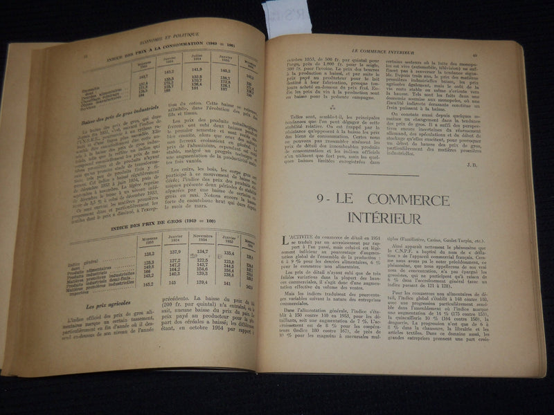 1955 FEBRUARY ECONOMIE ET POLITIQUE FRANCAISE EN 1954 - J 9883