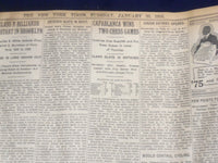 1916 JANUARY 25 NEW YORK TIMES - CAPABLANCEA WINS TWO CHESS GAMES - NT 9066
