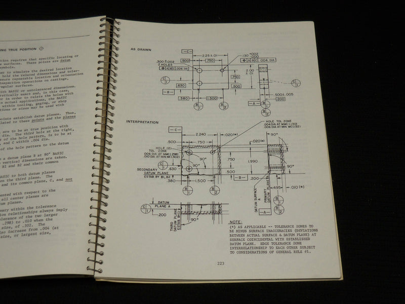 1974 GEOMETRIC DIMENSIONING AND TOLERANCING A WORKING GUIDE BOOK - KD 4851B