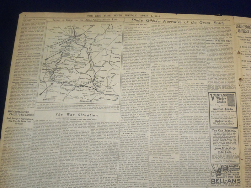 1918 APRIL 1 NEW YORK TIMES -AMERICAN ARMY STARTS FOR BATTLEFRONT - NT 8198