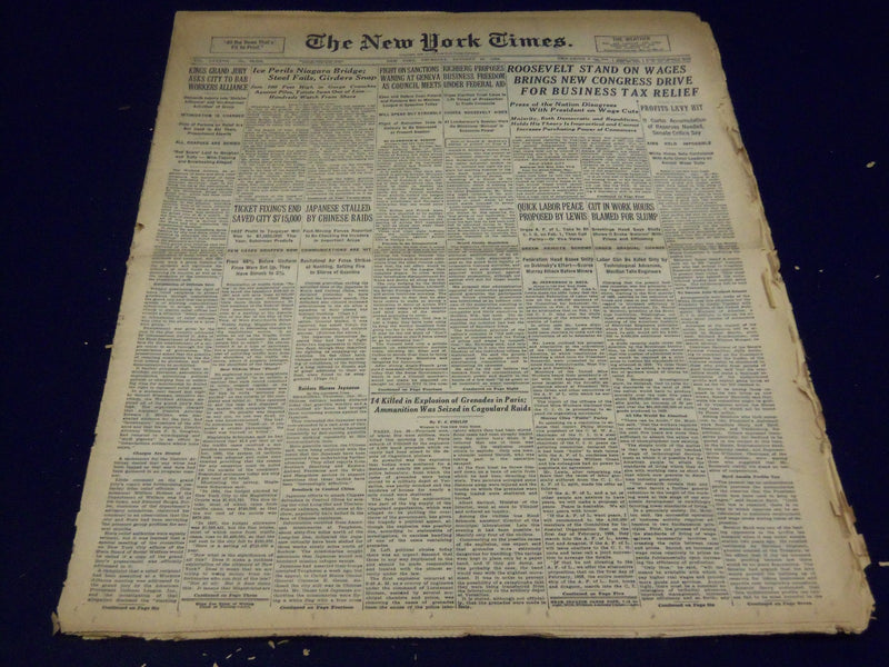 1938 JANUARY 27 NEW YORK TIMES - ICE PERILS NIAGARA BRIDGE, STEEL FAILS- NT 2418