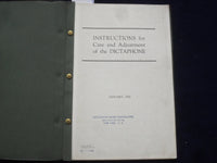 1930 INSTRUCTIONS FOR CARE & ADJUSTMENT OF THE DICTAPHONE SOFTCOVER BOOK -J 9608