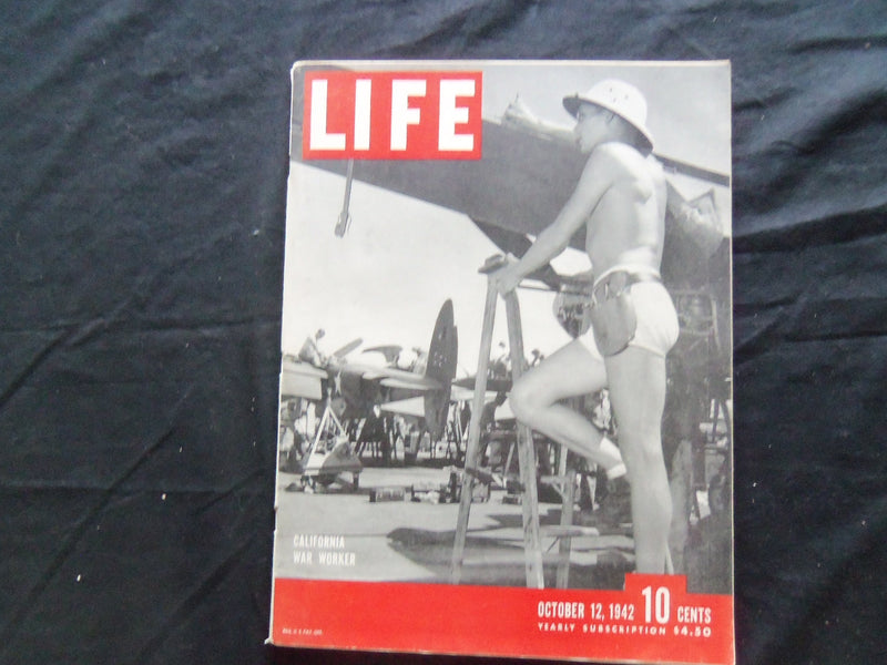 1942 OCTOBER 12 LIFE MAGAZINE - CALIFORNIA WAR WORKER - L 308