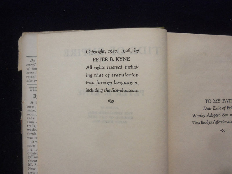 1928 TIDE OF EMPIRE HARDCOVER BOOK BY PETER B. KYNE - KD 8411