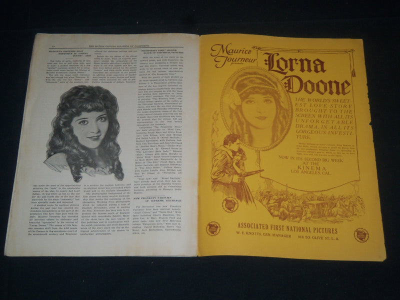 1922 NOVEMBER 9 MOTION PICTURE BULLETIN OF CALIFORNIA MAGAZINE - J 3906