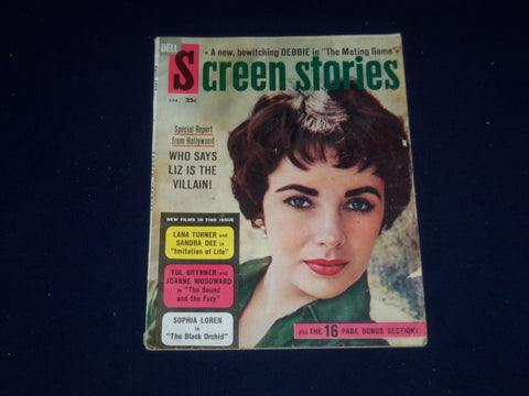 1959 APRIL SCREEN STORIES MAGAZINE - ELIZABETH TAYLOR COVER - SP 5383