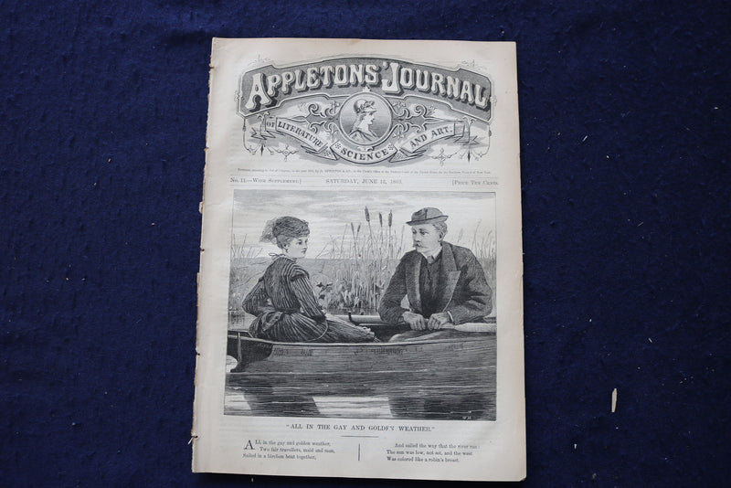 1869 APPLETONS' JOURNAL MAGAZINES - WINSLOW HOMER COVERS - LOT OF 3 - K 1751