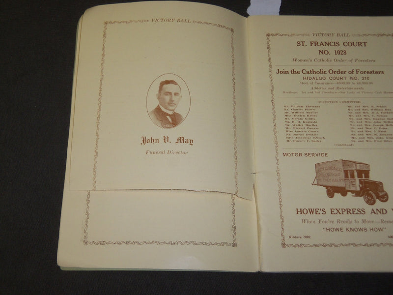 1927 MARCH VICTORY BALL GUYON'S PARADISE BALLROOM PROGRAM - J 3488
