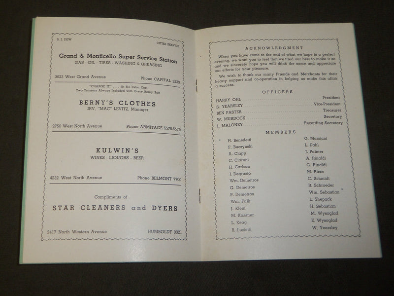 1940 OCTOBER 19 MAGES S. A. C. ANNUAL DANCE PROGRAM - LIONS BALLROOM - J 3482
