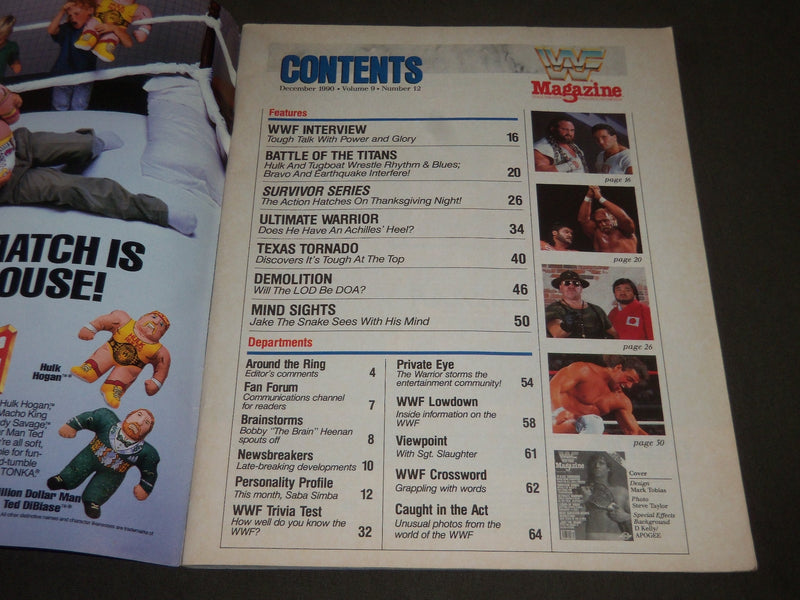 1990 DECEMBER WWF WRESTLING MAGAZINE - TEXAS TORNADO COVER - J 2255