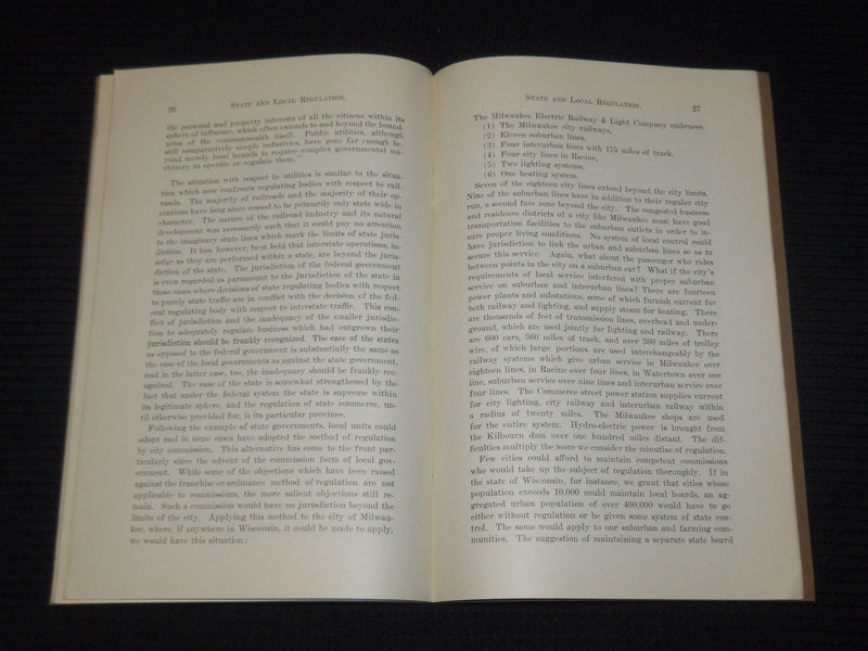 1915 WISCONSIN STATE AND LOCAL REGULATION BULLETIN BY HALFORD ERICKSON - K 533