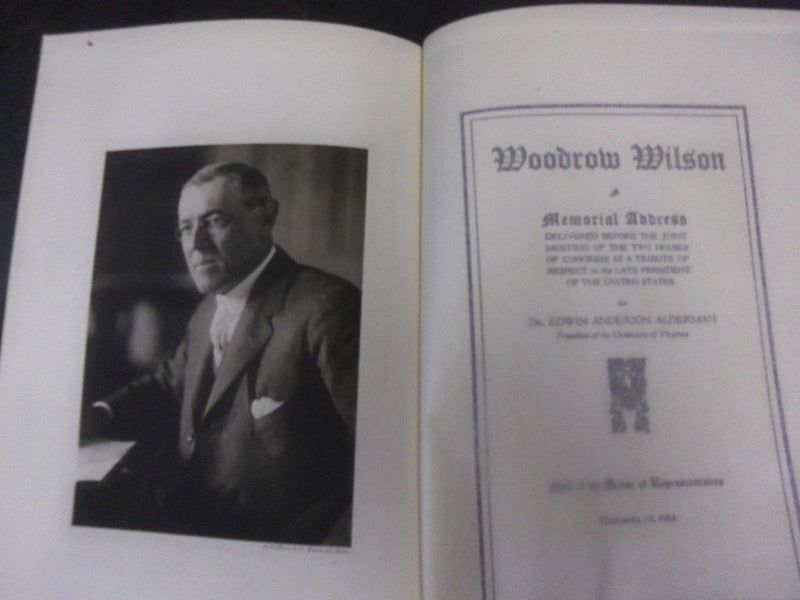 1924 DECEMBER 15 IN MEMORIAM WOODROW WILSON BOOK BYAAQ EDWIN ALDERMAN - KD 1775X