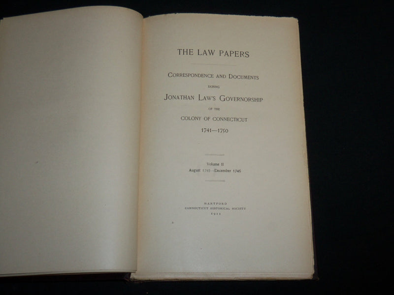 1911 CONNECTICUT HISTORICAL SOCIETY LAW PAPERS VOLUME NO. 2 - KD 6975