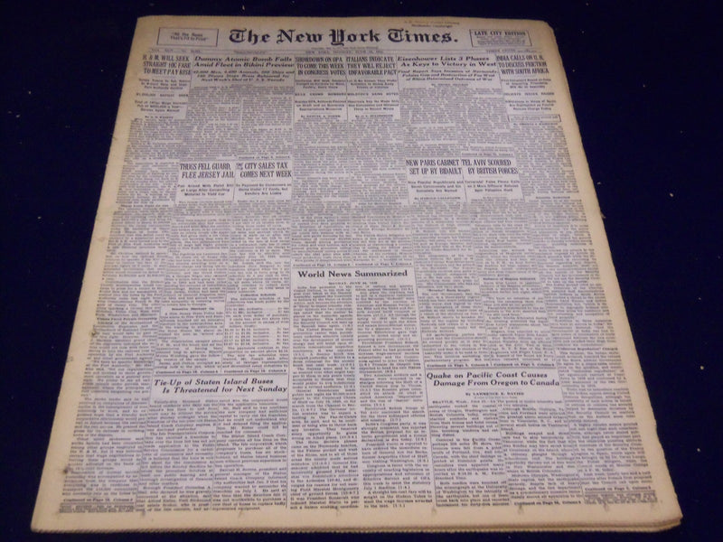 1946 JUNE 24 NEW YORK TIMES - TEL AVIV SCOURED BY BRITISH - NT 3245