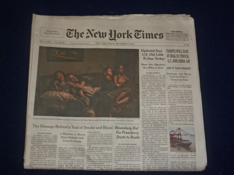 2019 NOVEMBER 8 NEW YORK TIMES-TARIFFS WILL EASE IF DEAL IS STRUCK, U.S. & CHINA