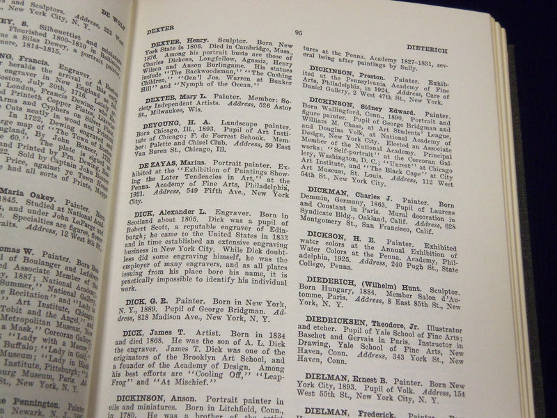 1965 FIELDING'S DICTIONARY OF AMERICAN PAINTERS BOOK BY JAMES F. CARR - KD 2437