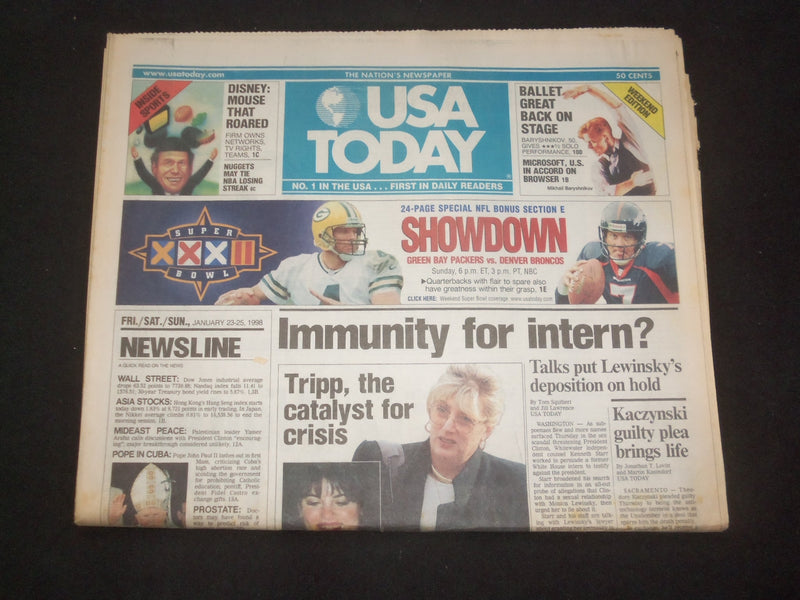 1998 JANUARY 23-25 USA TODAY NEWSPAPER - IMMUNITY FOR LEWINSKY? - NP 7901