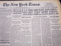 1940 SEPT 30 NEW YORK TIMES - R. A. F. FIRES ARMS PLANT, RAIDS BERLIN - NT 327