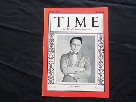 1927 MAY 16 TIME MAGAZINE - JULIUS KLEIN - T 119