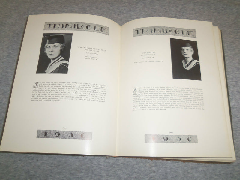 1930 THE TRINILOGUE TRINITY COLLEGE YEARBOOK - WASHINGTON, D.C. - YB 2501