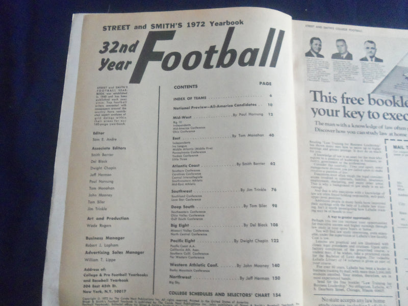 1972 STREET AND SMITH COLLEGE FOOTBALL MAGAZINE - SP 6481G
