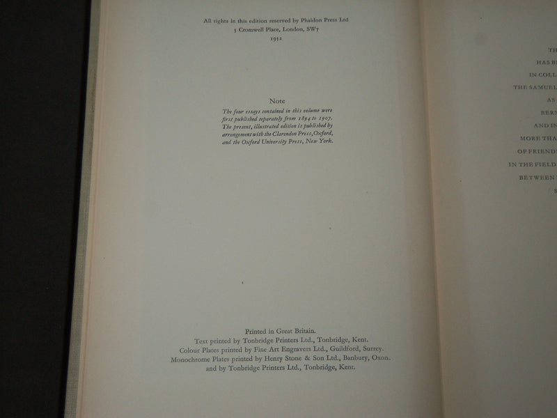 1952 THE ITALIAN PAINTERS OF THE RENAISSANCE BY BERNARD BRENSON BOOK - KD 3802