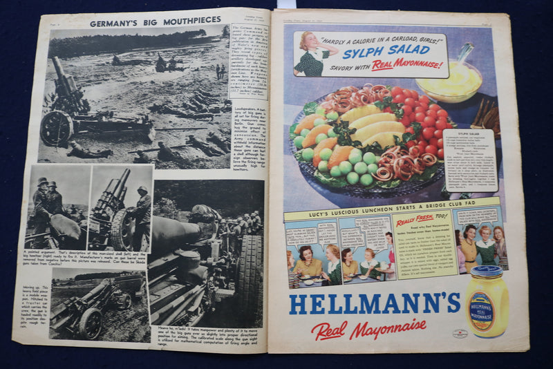 1939 AUG 27 SUNDAY NEWS PICTURE NEWSPAPER -RAY MILLAND- ITALY COLOR MAP- E 22701