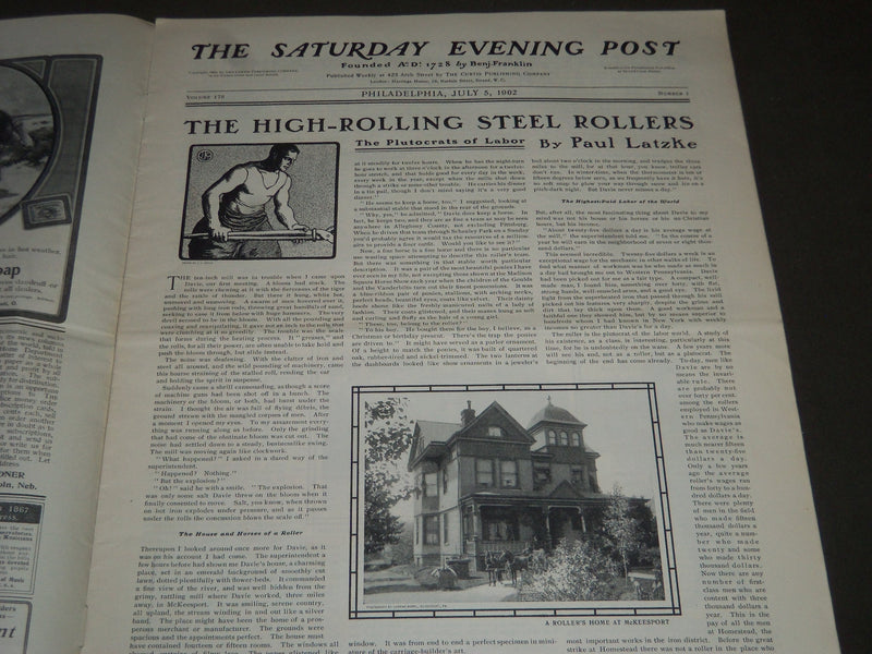 1902 JULY 5 THE SATURDAY EVENING POST MAGAZINE - ILLUSTRATED COVER - SP 1049
