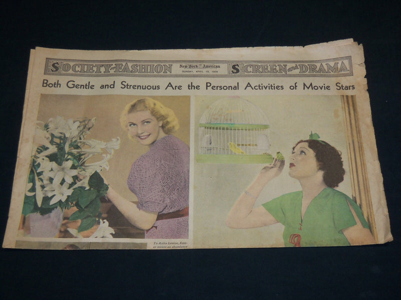 1936 APRIL 19 NEW YORK AMERICAN NEWSPAPER SCREEN & DRAMA SECTION -STARS- NP 5238
