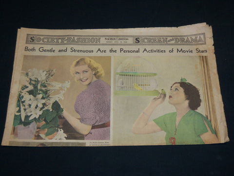 1936 APRIL 19 NEW YORK AMERICAN NEWSPAPER SCREEN & DRAMA SECTION -STARS- NP 5238