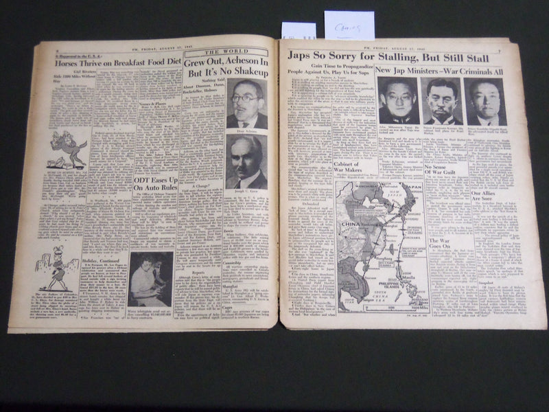 1945 AUGUST 17 PM DAILY NEWSPAPER JAPANESE STALL ON SURRENDER - NP 2701