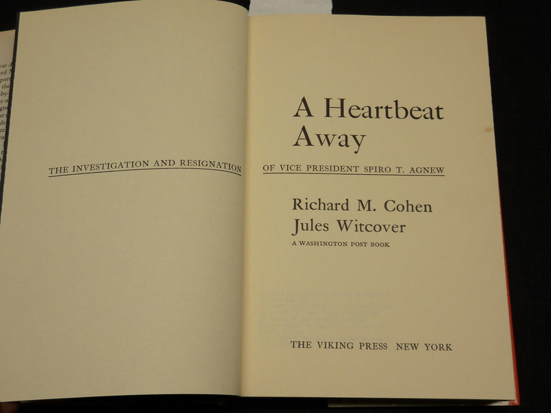1974 A HEARTBEAT AWAY HARDCOVER BOOK INSCRIBED BY COHEN & WITCOVER - D 450