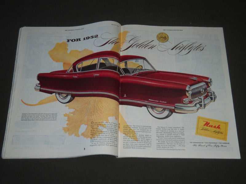 1952 MARCH 22 THE SATURDAY EVENING POST MAGAZINE - ILLUSTRATED COVER - SP 1908