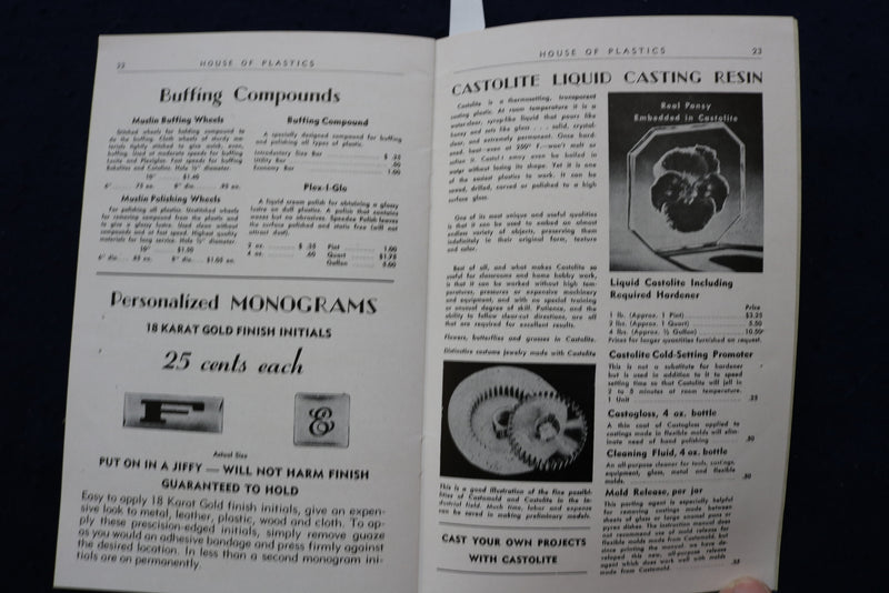 1952 FABRICATING MANUAL AND CATALOG - HOUSE OF PLASTICS - DETROIT, MI - K 920
