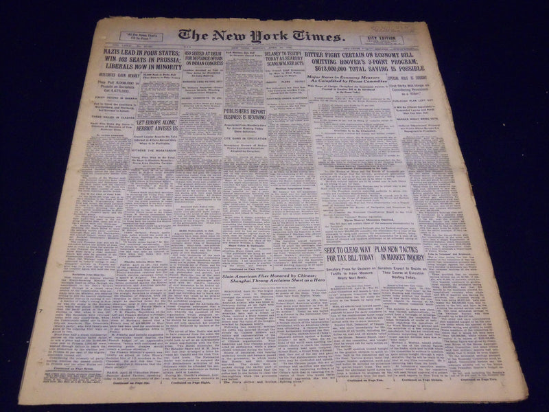 1932 APRIL 25 NEW YORK TIMES - NAZIS LEAD IN FOUR STATES - NT 4088