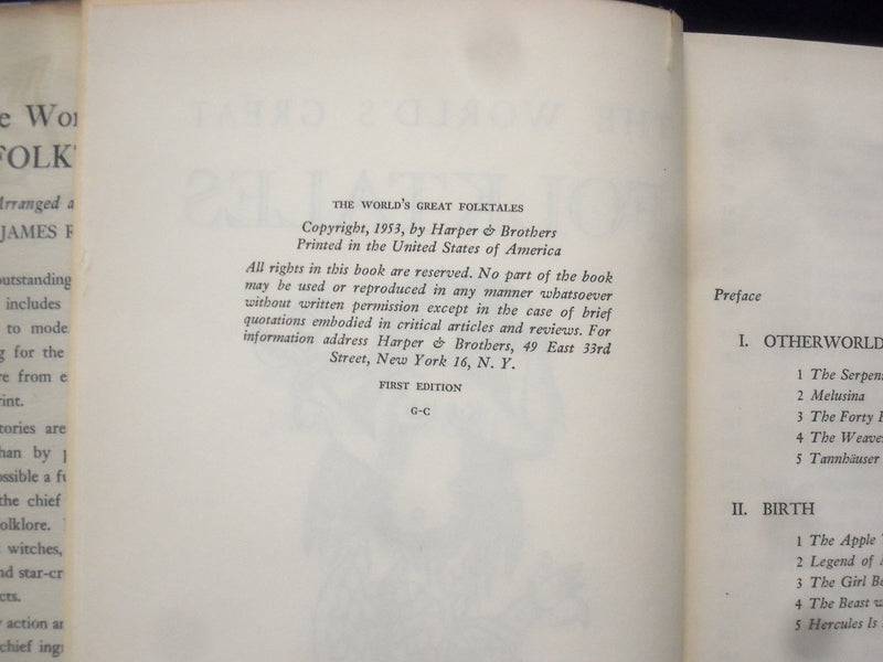 1953 THE WORLD'S GREAT FOLKTALES HARDCOVER BOOK BY JAMES R. FOSTER - KD 8419