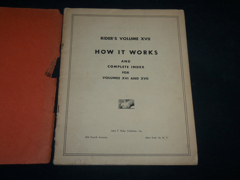 1940-1948 JOHN F. RIDER TROUBLE SHOOTER'S MANUALS LOT OF 3 - J 6790