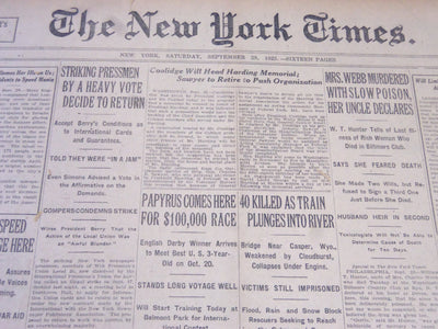 1923 SEPT 29 NEW YORK TIMES - MRS. WEBB MURDERED WITH SLOW POISON - NT 5863