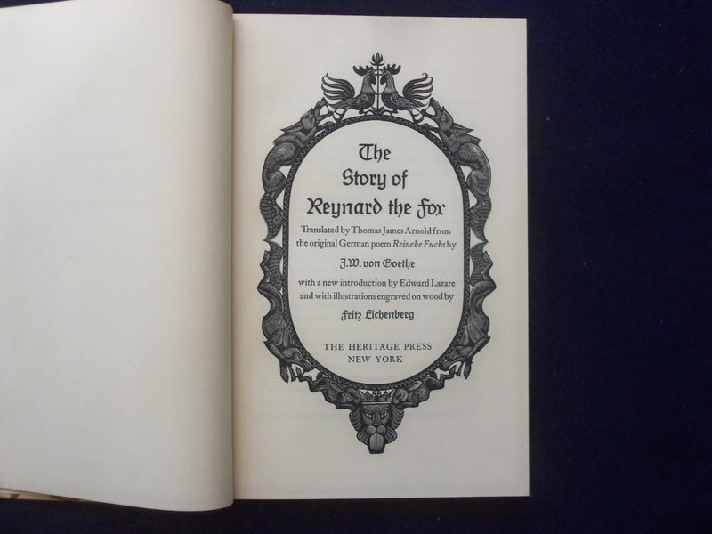 1954 THE STORY OF REYNARD THE FOX HARDCOVER BOOK BY FEITZ EICHENBERG - KD 8907