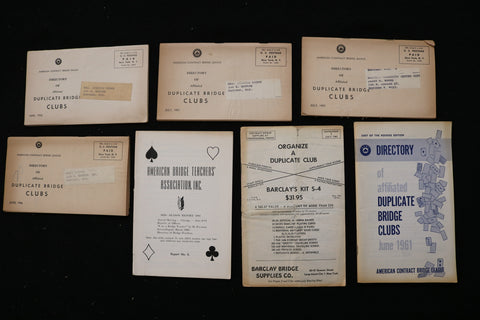 1955-1961 AFFILIATED DUPLICATE BRIDGE CLUBS DIRECTORIES - LOT OF 7 - K 2399